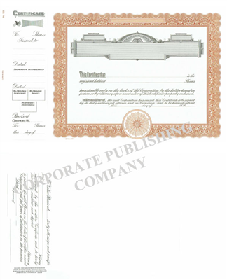 Goes® 723  Brown Panel Stock Certificate w/ Shares Text