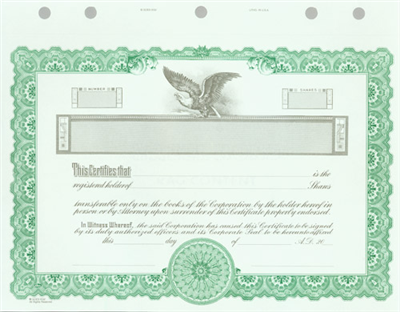 Goes® KG2 Green Corporate Stock Certificates