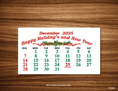 P185AS Standard Date Calendar Pad (Adhesive Back)