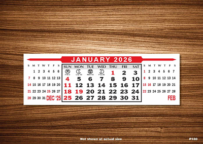 P180S Standard Date Calendar Pad w/ Adhesive Back