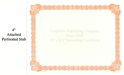 Goes® 38H Orange Medallion Certificate