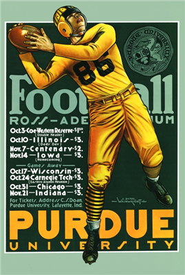 Purdue University Football Poster Season Schedule