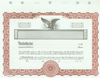 Goes® KG5 Maroon Corporate Stock Certificates