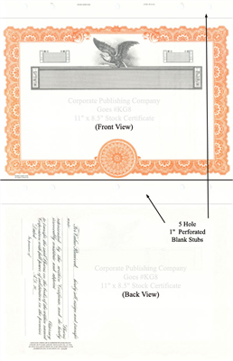 Goes® KG8 Orange Corporate Stock Certificate